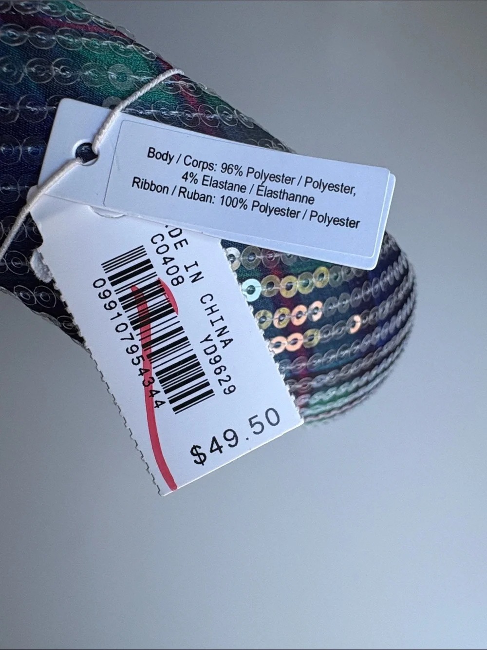 NWT J Crew Factory Sequin Blue Tartan Puff Headband